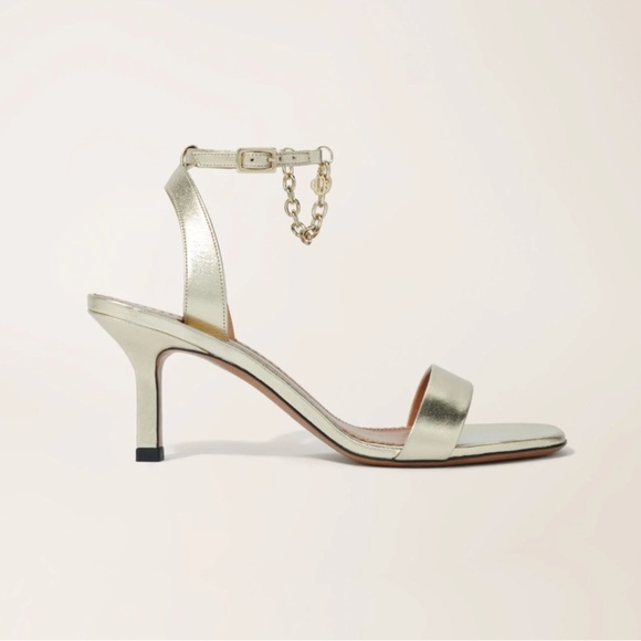 Maje Gold Metallic Leather Sandals Heels Size 40 US 9.5 - Picture 2 of 11